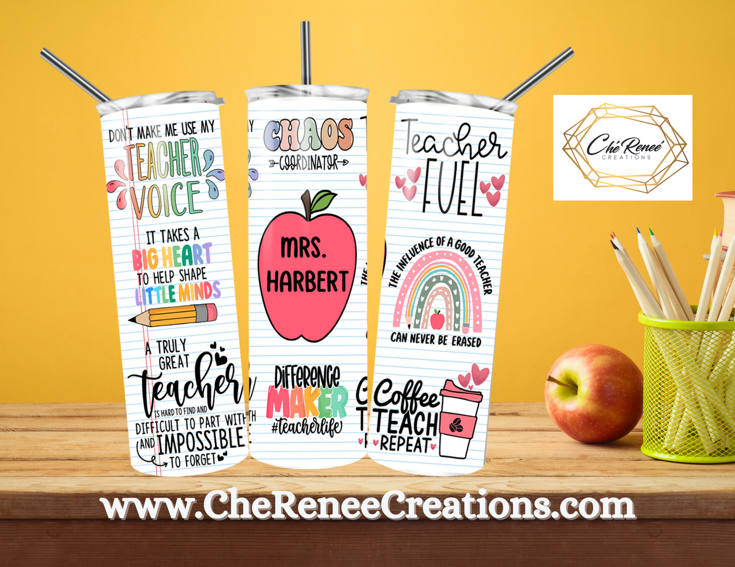 Chaos Coordinator Multi Teacher Sayings 20 oz Tumbler Customized With Name