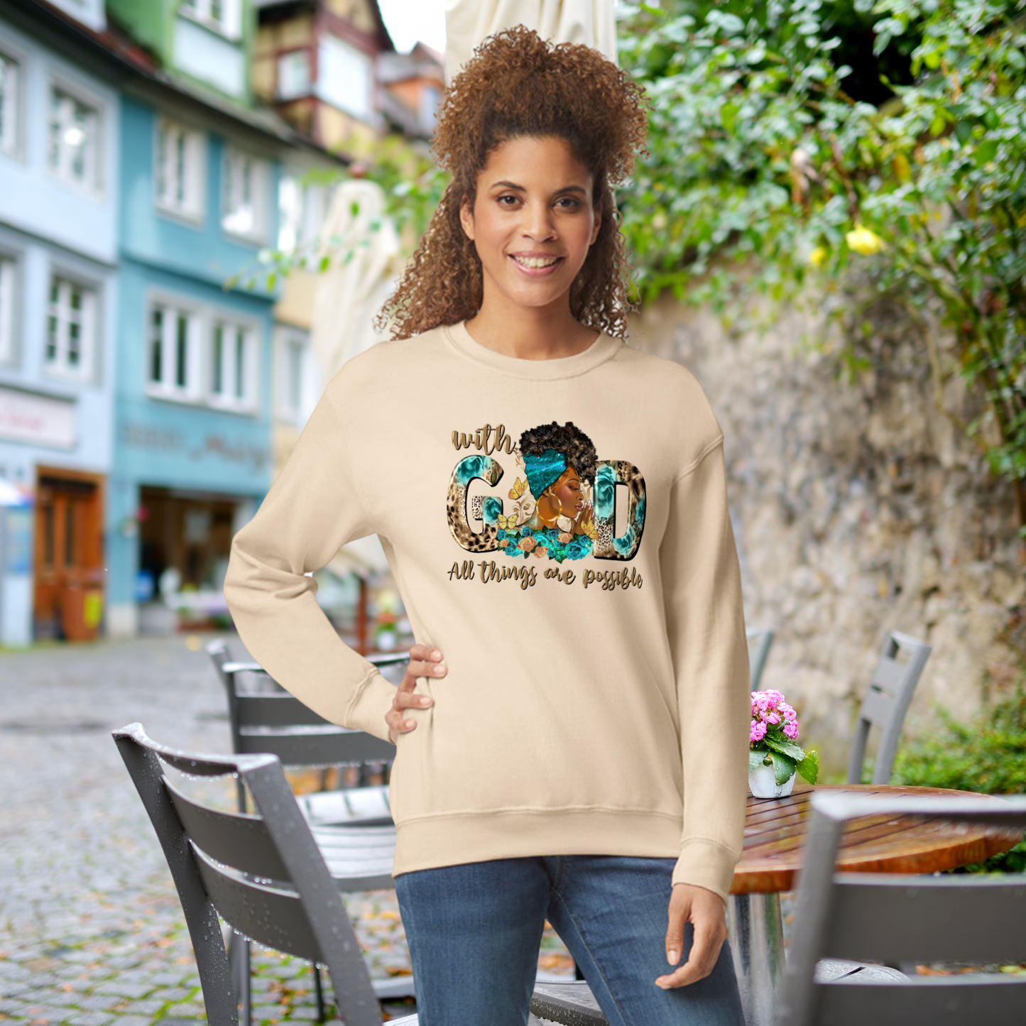 With God All Things Are Possible - Blue Sweatshirt