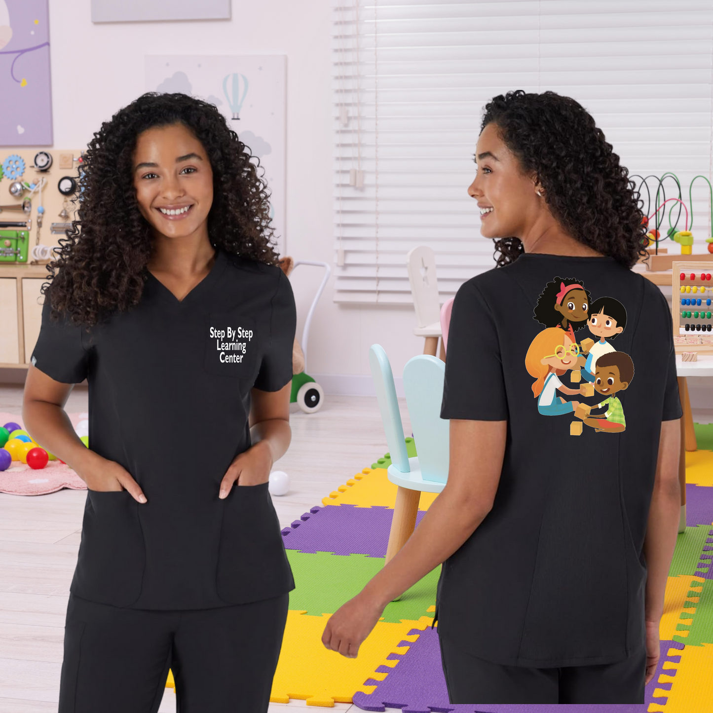 Step By Step Learning Center Scrub Top Uniform